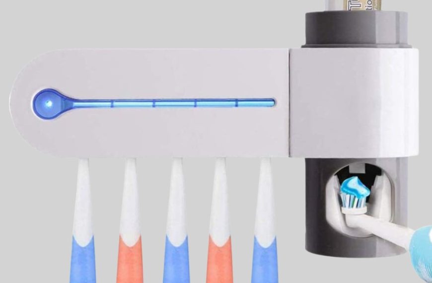 Toothpaste Dispenser with Toothbrush Holder